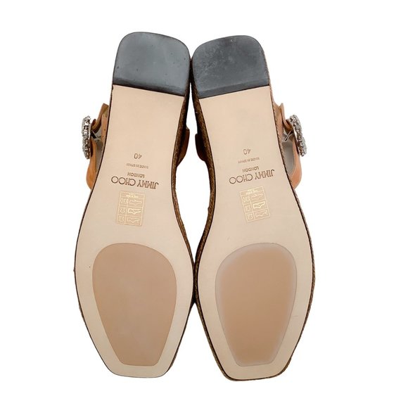 Jimmy Choo Caramel Suede Mirabelle Sandals with Crystal Buckle - Picture 10 of 10